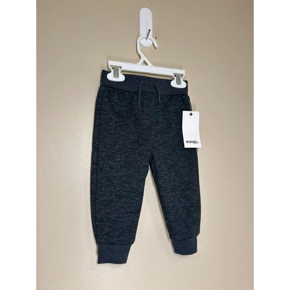 New Hudson Kids 12M Baby Boy Dark Heathered Grey Jogger Sweatpants Cozy Fall